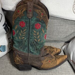 Laredo Brown and Green Heeled Boots
